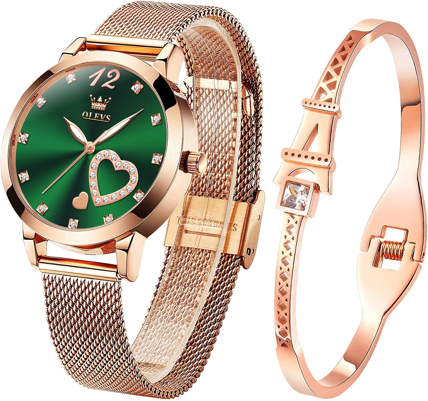 Foto 1 | Set de Relojes Olevs Oro Rosa con Pulsera Impermeable para Mujer - Venta Internacional