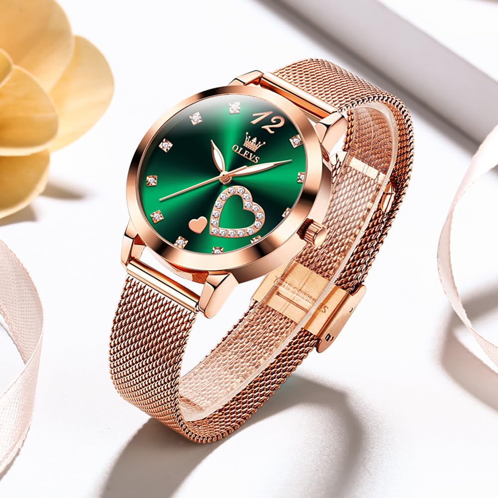 Foto 6 pulgar | Set de Relojes Olevs Oro Rosa con Pulsera Impermeable para Mujer - Venta Internacional