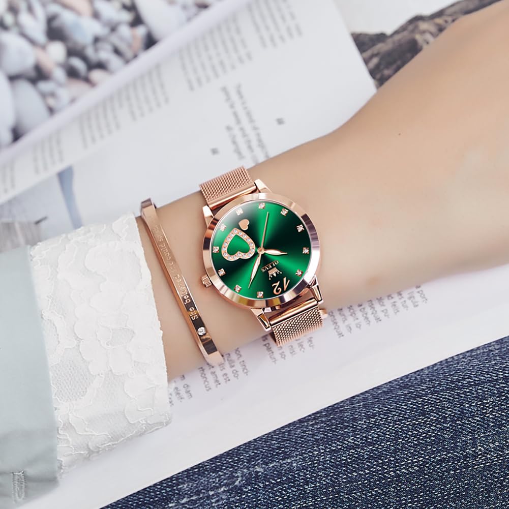 Foto 7 | Set de Relojes Olevs Oro Rosa con Pulsera Impermeable para Mujer - Venta Internacional