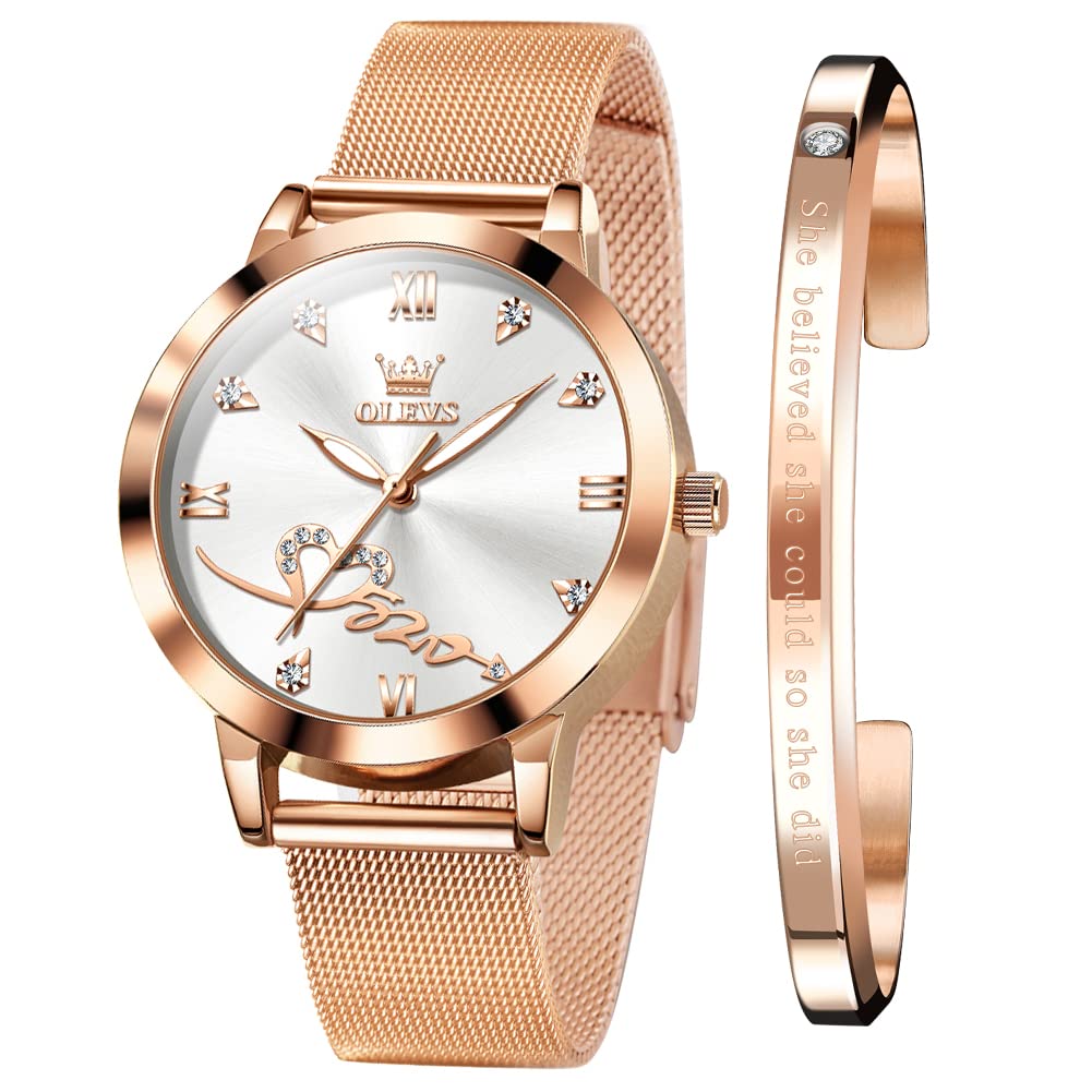 Reloj Olevs Correa de Malla e Oro Rosa para Mujer- Venta Internacional