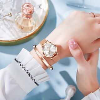 Foto 4 | Reloj Olevs Correa de Malla e Oro Rosa para Mujer- Venta Internacional