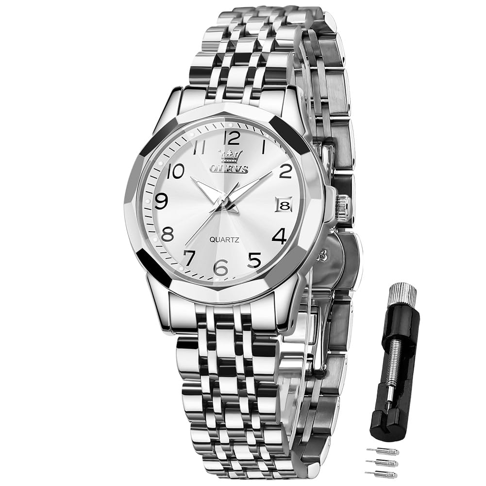 Reloj Olevs Silver Fashion Dress de Acero Inoxidable para Mujer- Venta Internacional