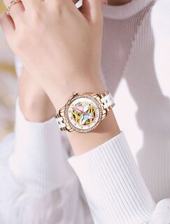 Foto 3 | Reloj Olevs Butterfly White Ceramic Automatic para Mujer - Venta Internacional