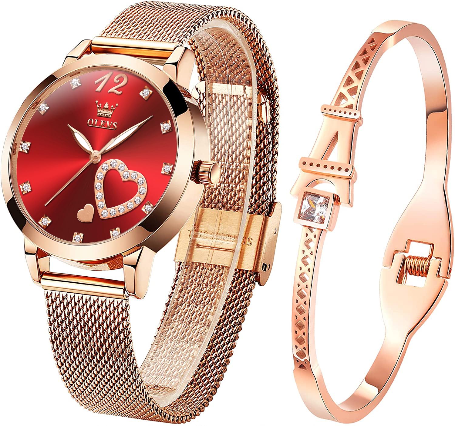 Foto 2 pulgar | Set de Relojes Olevs Oro Rosa para Mujer - Venta Internacional