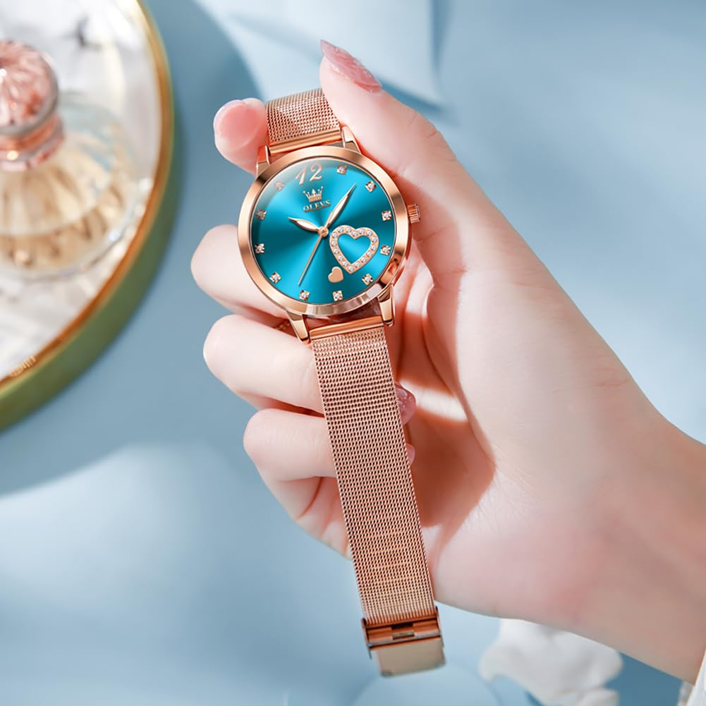 Foto 4 pulgar | Set de Reloj + Pulsera Olevs Dorado Rosa Minimalista para Mujer - Venta Internacional