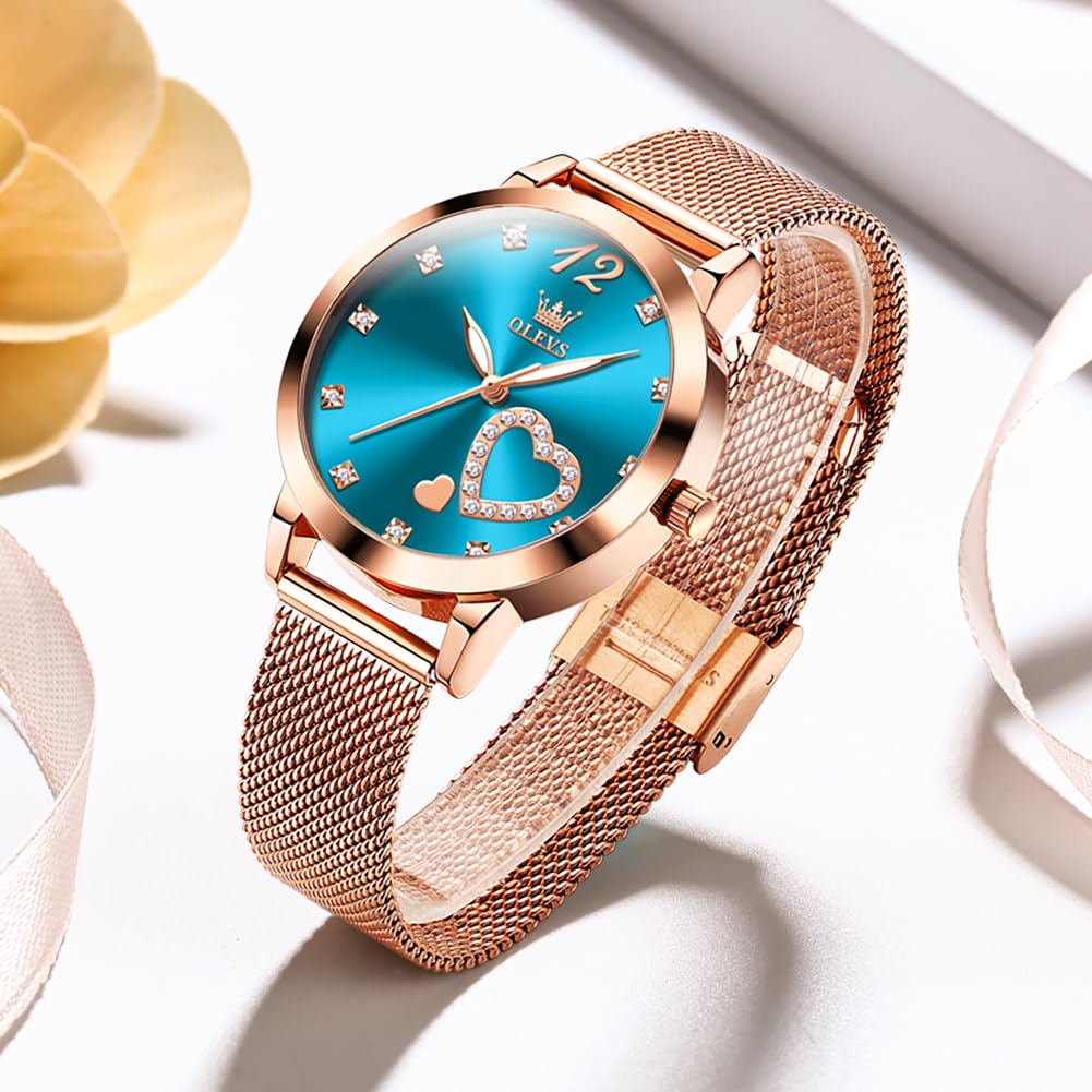 Foto 7 pulgar | Set de Reloj + Pulsera Olevs Dorado Rosa Minimalista para Mujer - Venta Internacional