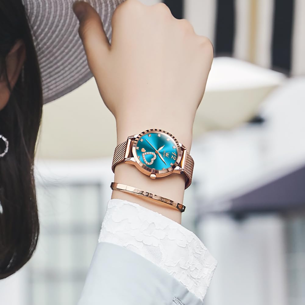 Foto 8 pulgar | Set de Reloj + Pulsera Olevs Dorado Rosa Minimalista para Mujer - Venta Internacional
