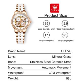 Foto 6 | Reloj Olevs Lucky Four Leaf Clover de Cerámica Blanca para Mujer - Venta Internacional