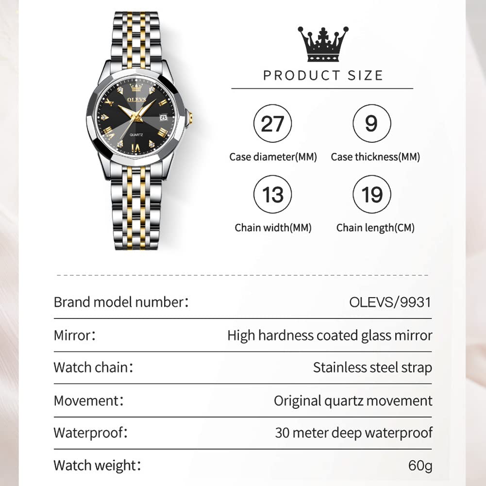 Foto 7 pulgar | Reloj Olevs Dainty Two Tone Impermeable para Mujer - Venta Internacional
