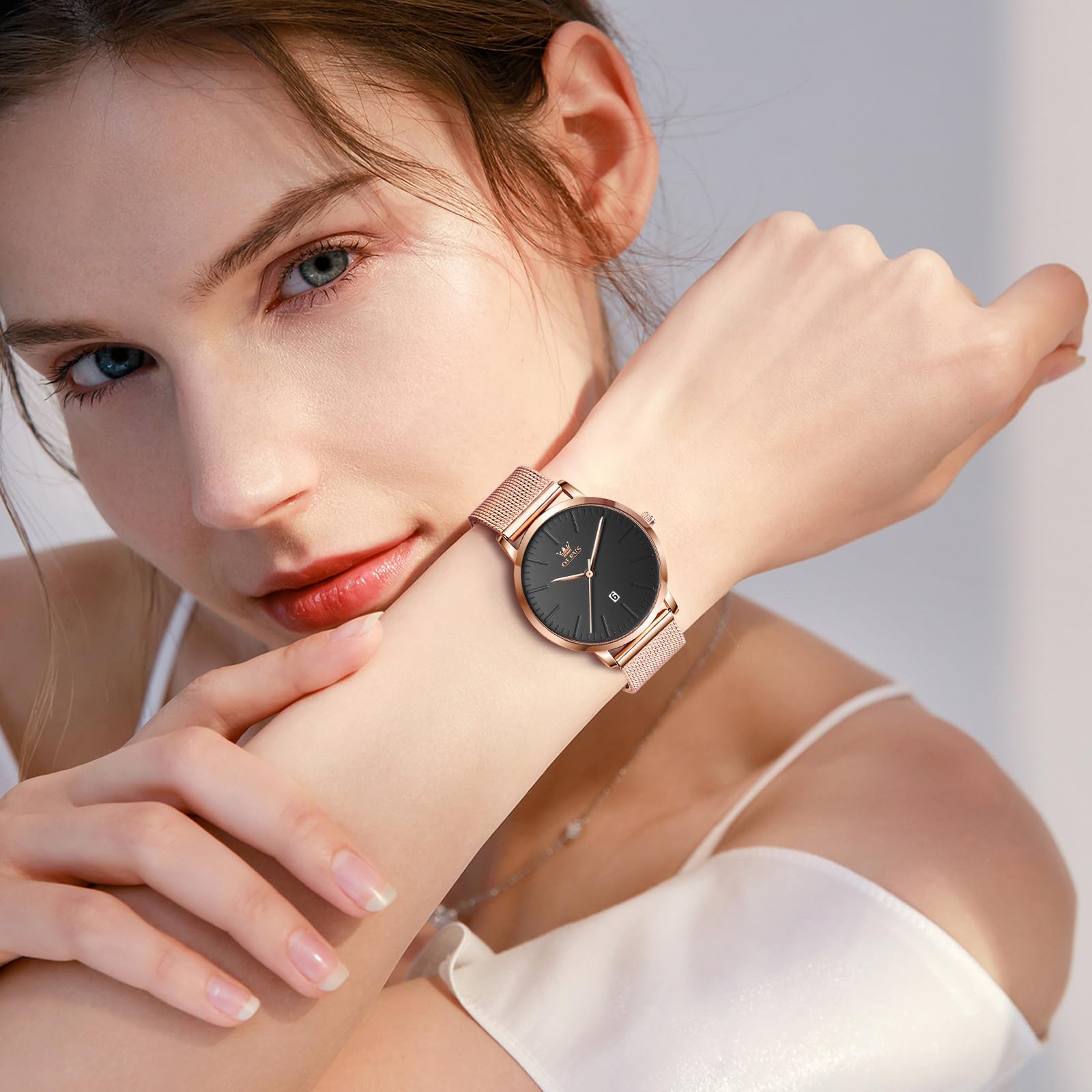 Foto 2 | Reloj Olevs para Mujer Acero Inoxidable Dorado Rosa Impermeable - Venta Internacional