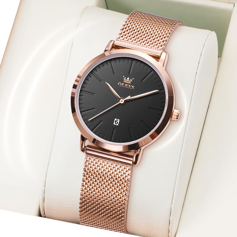 Foto 4 pulgar | Reloj Olevs para Mujer Acero Inoxidable Dorado Rosa Impermeable - Venta Internacional