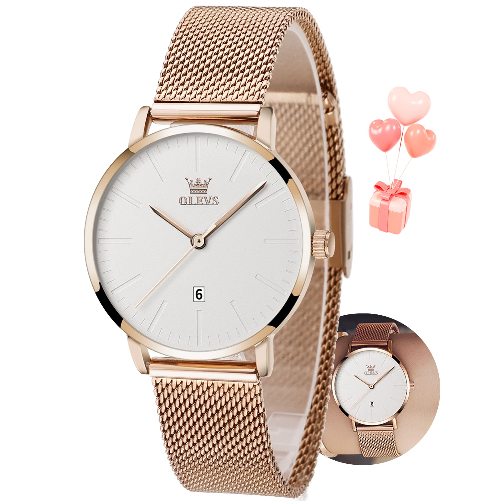 Foto 2 pulgar | Reloj Olevs color Rose Gold Impermeable para Mujer - Venta Internacional