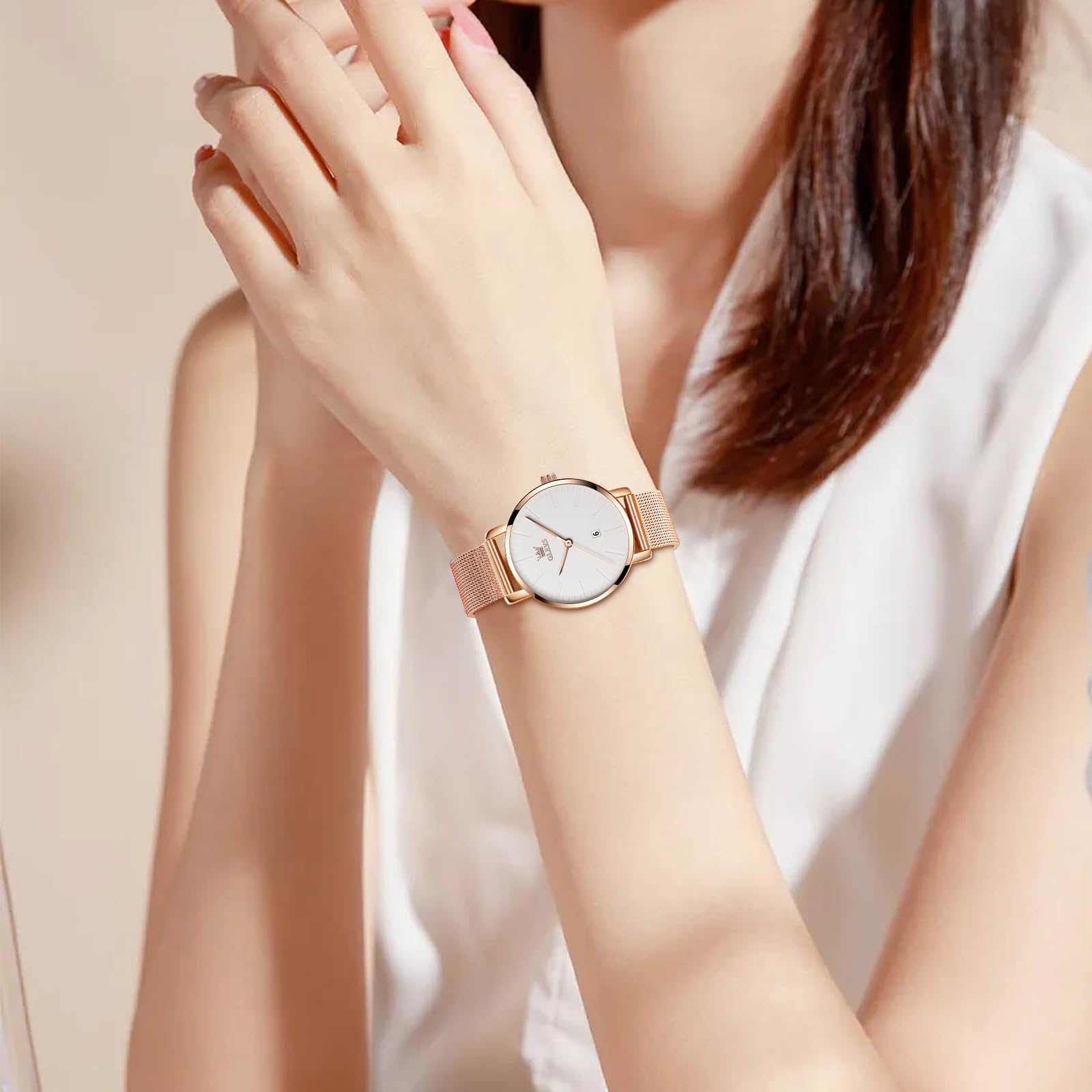 Foto 5 pulgar | Reloj Olevs color Rose Gold Impermeable para Mujer - Venta Internacional