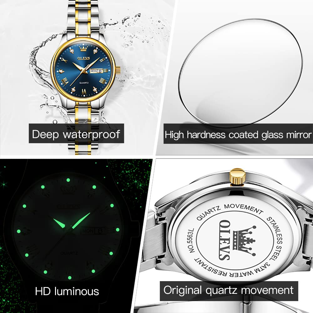 Foto 7 pulgar | Reloj Olevs Azul Impermeable para Mujer - Venta Internacional