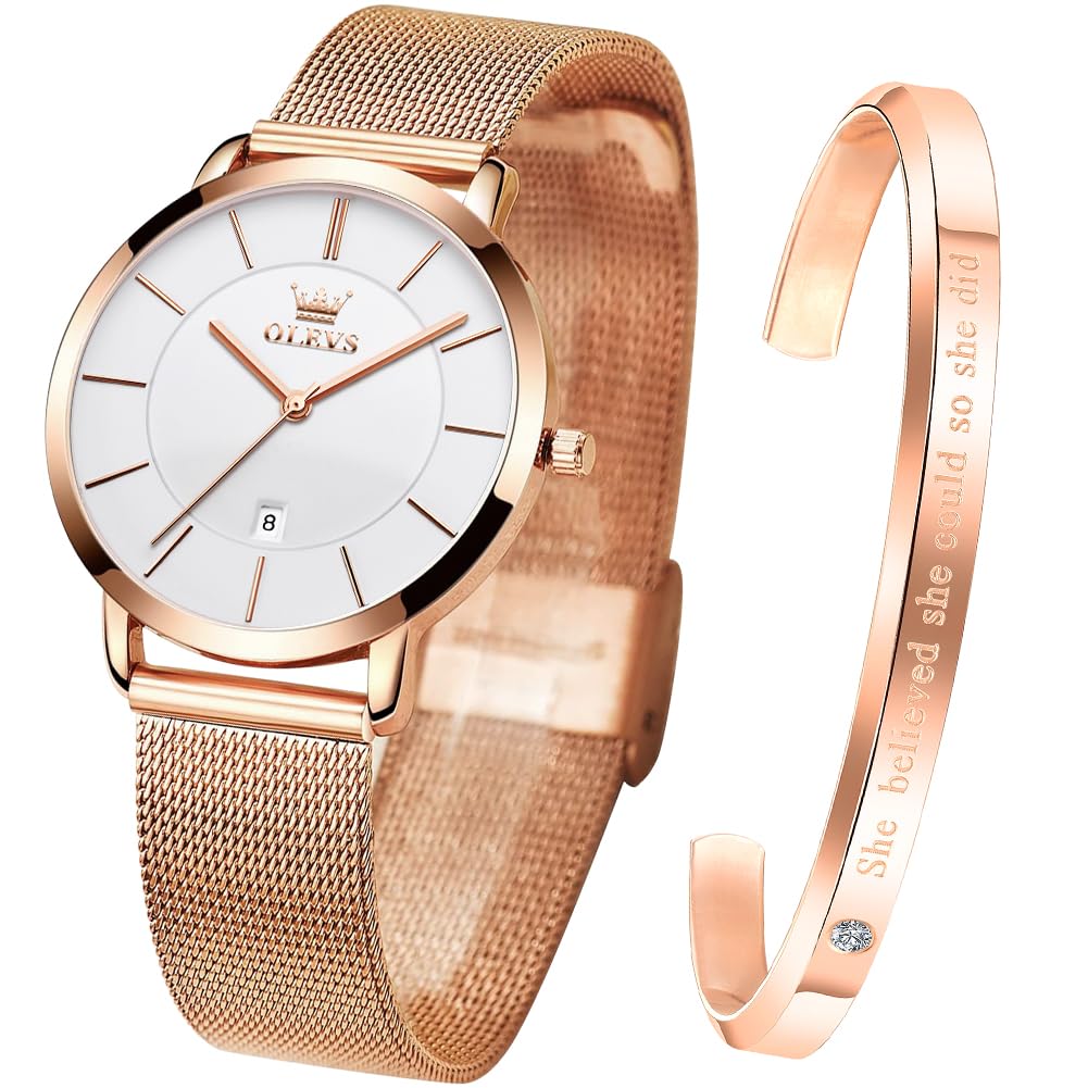 Foto 2 pulgar | Set de Reloj Olevs para Mujer color Oro Rosa con Pulsera - Venta Internacional