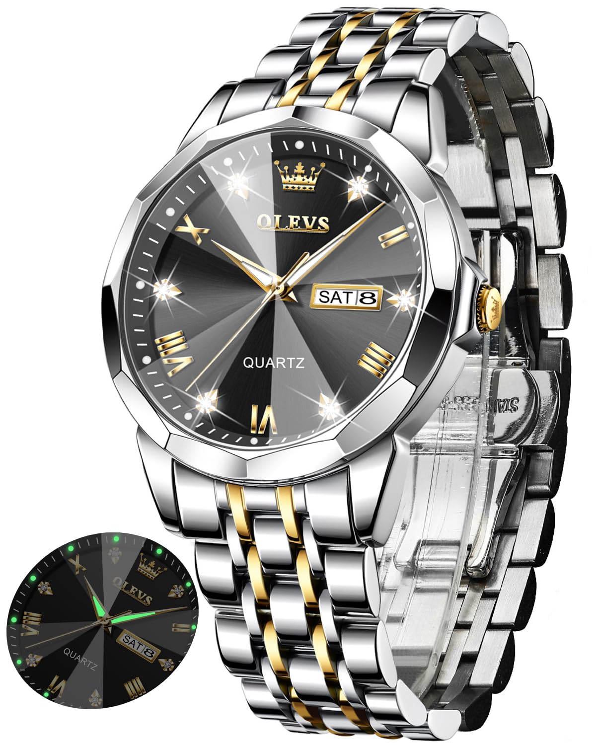 Foto 2 pulgar | Reloj Olevs Big Face con Forma de Diamante Unisex Acero - Venta Internacional