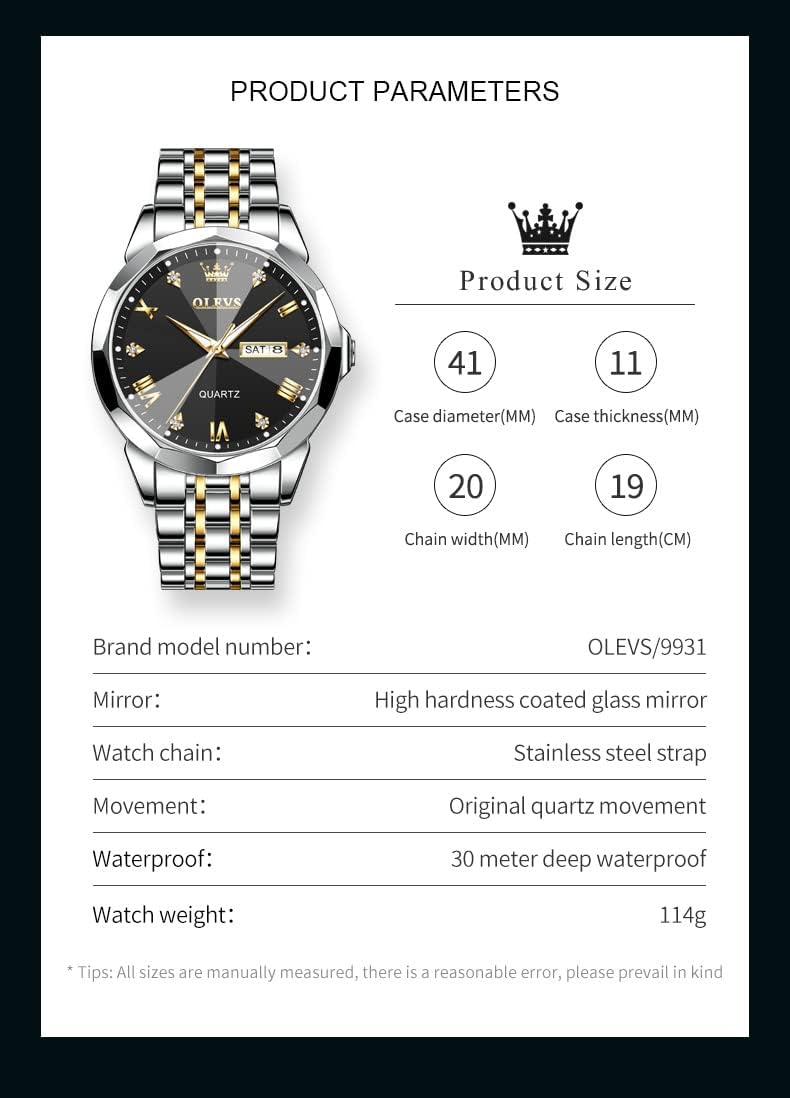 Foto 7 pulgar | Reloj Olevs Big Face con Forma de Diamante Unisex Acero - Venta Internacional