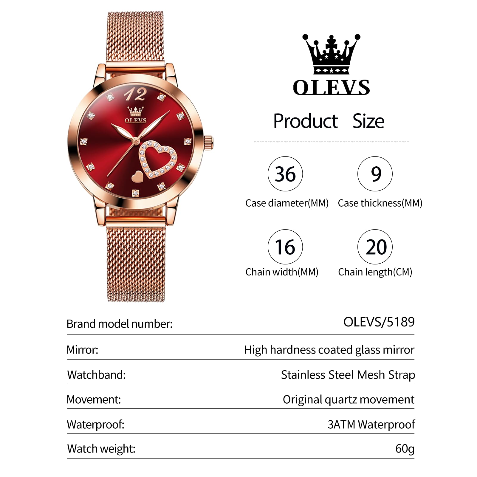 Foto 6 pulgar | Reloj Olevs de Acero Inoxidable para Mujer - Venta Internacional