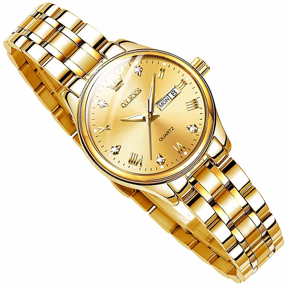Foto 2 pulgar | Reloj Olevs Gold de Acero Inoxidable Impermeable para Mujer - Venta Internacional