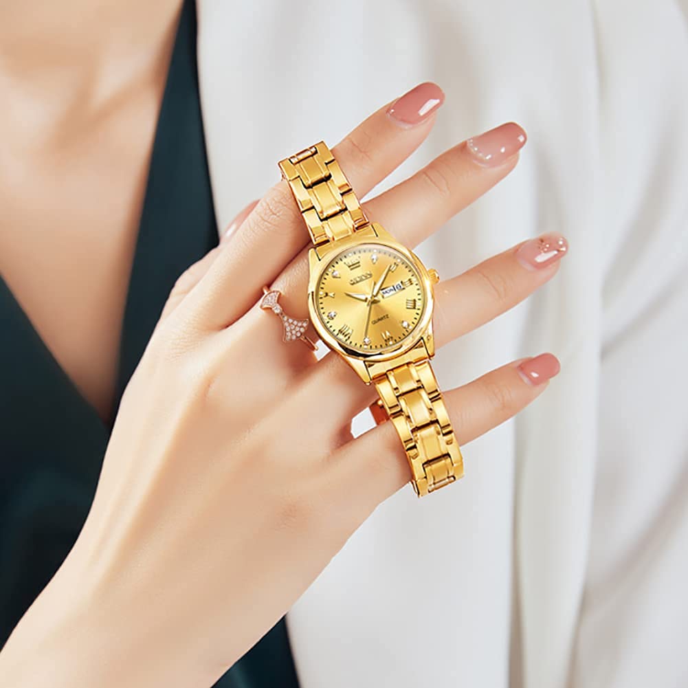 Foto 4 pulgar | Reloj Olevs Gold de Acero Inoxidable Impermeable para Mujer - Venta Internacional