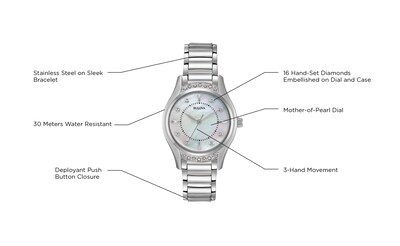 Foto 4 | Reloj Bulova Classic Diamond De Cuarzo Con 3 Manecillas Para Mujer - Venta Internacional.