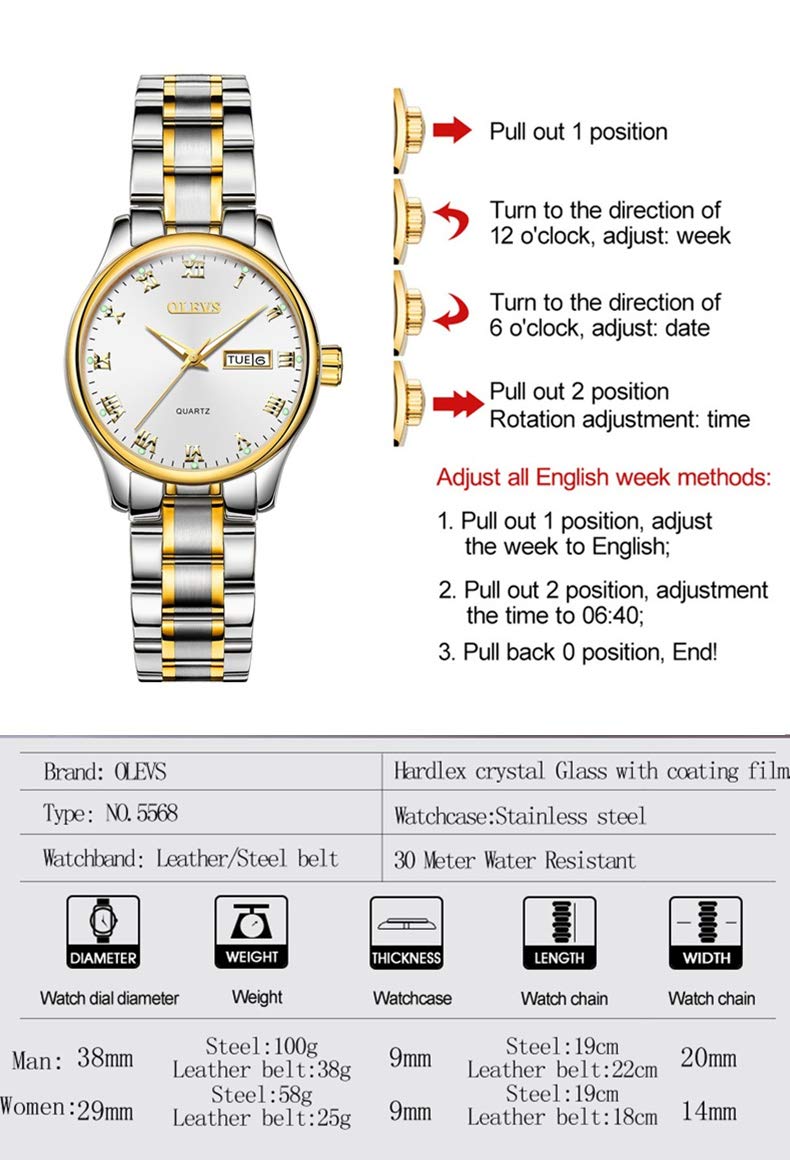 Foto 5 pulgar | Reloj Olevs White Waterproof Business Para Mujer Con Calendario - Venta Internacional.