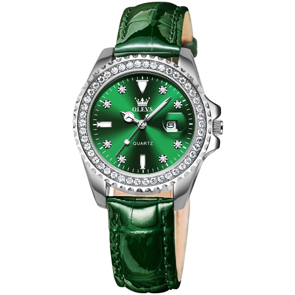 Reloj Olevs de Cuero Verde para Mujer - Venta Internacional