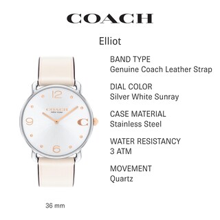 Foto 2 | Correa De Piel Color Tiza Watch Coach Elliot Para Mujer 14504200 - Venta Internacional.