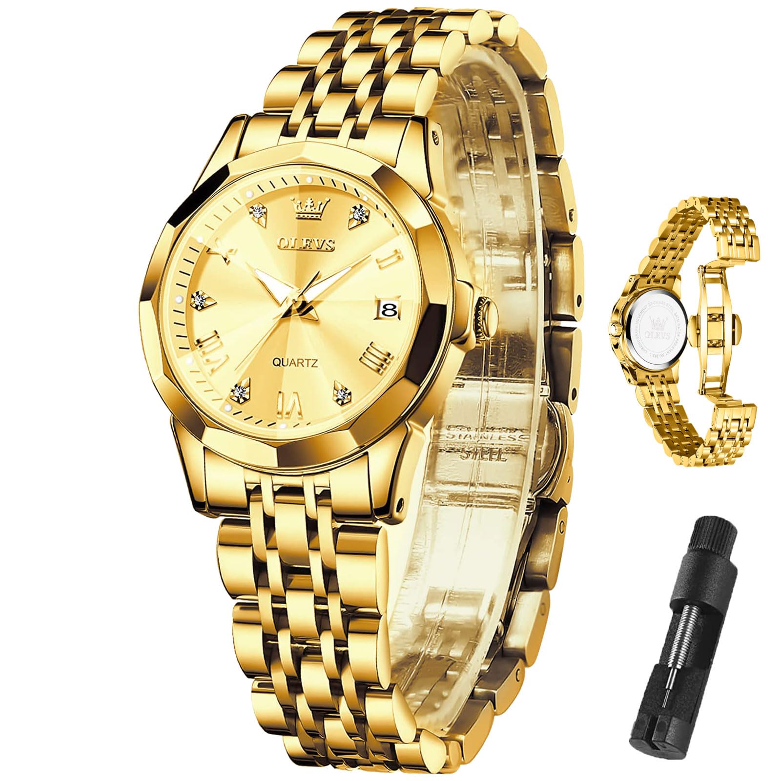 Reloj Olevs Gold de Acero Inoxidable Impermeable Para Mujer - Venta Internacional