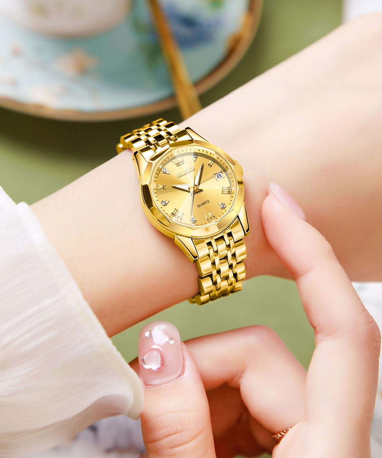 Foto 3 pulgar | Reloj Olevs Gold de Acero Inoxidable Impermeable Para Mujer - Venta Internacional