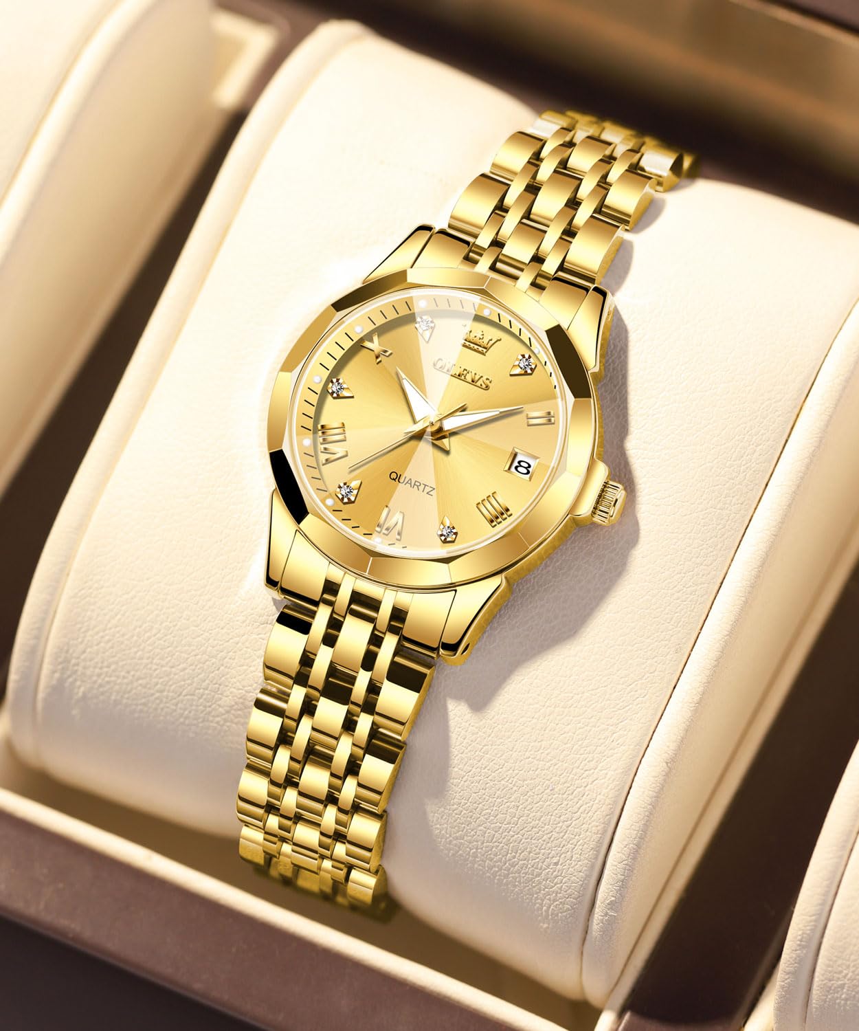 Foto 7 | Reloj Olevs Gold de Acero Inoxidable Impermeable Para Mujer - Venta Internacional