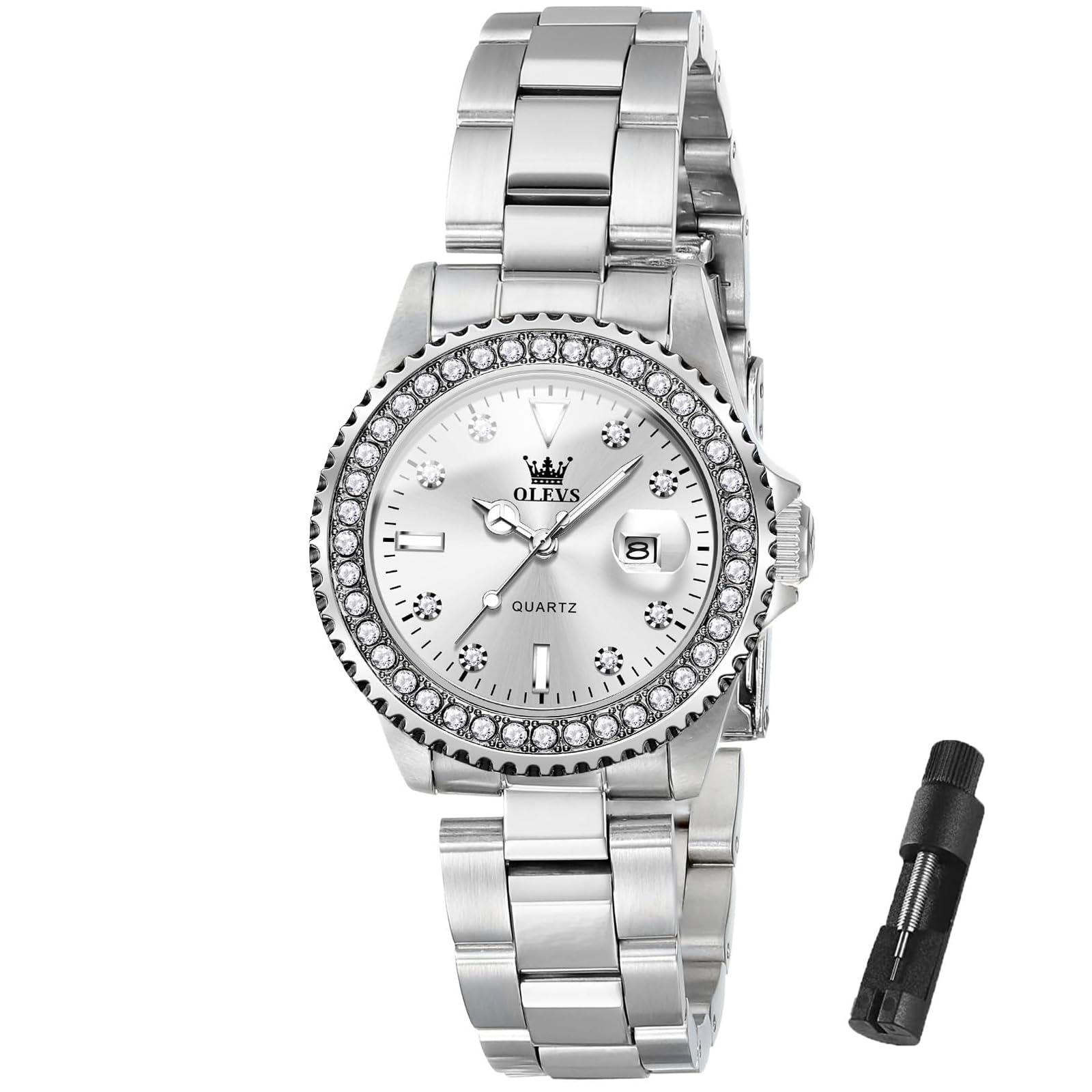 Foto 2 pulgar | Reloj Olevs Plateado para Mujer-Venta Internacional