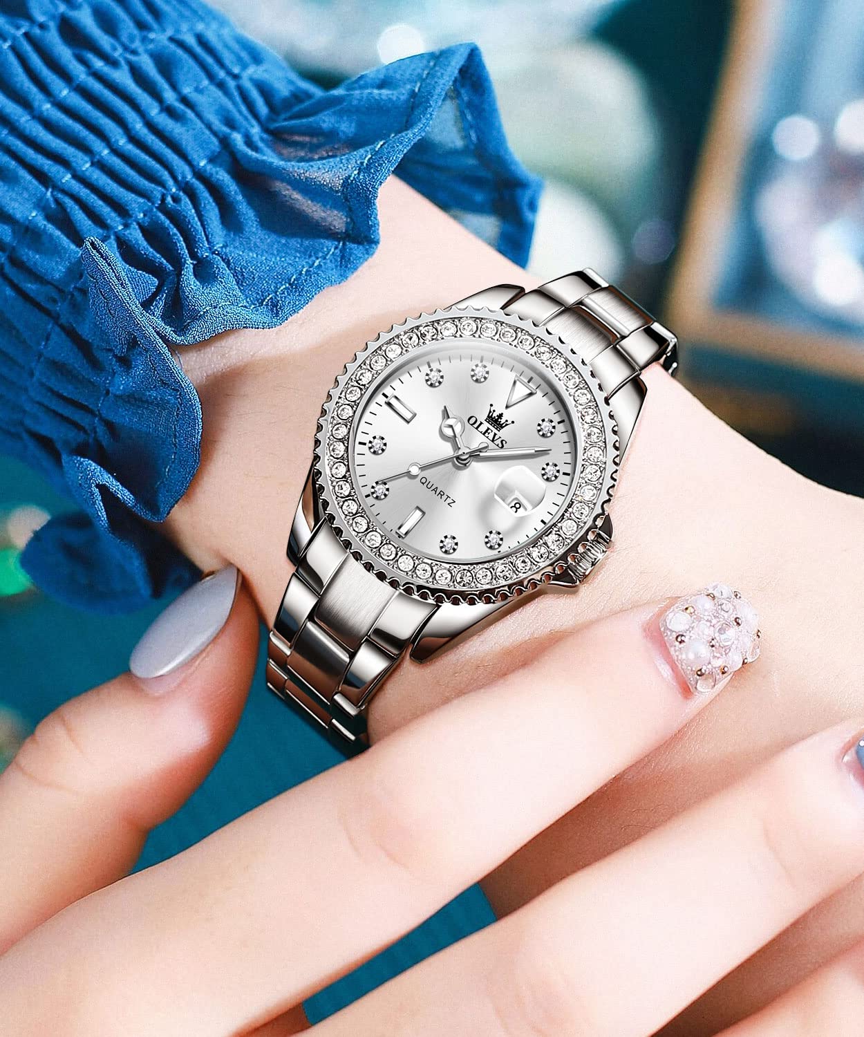 Foto 2 | Reloj Olevs Plateado para Mujer-Venta Internacional