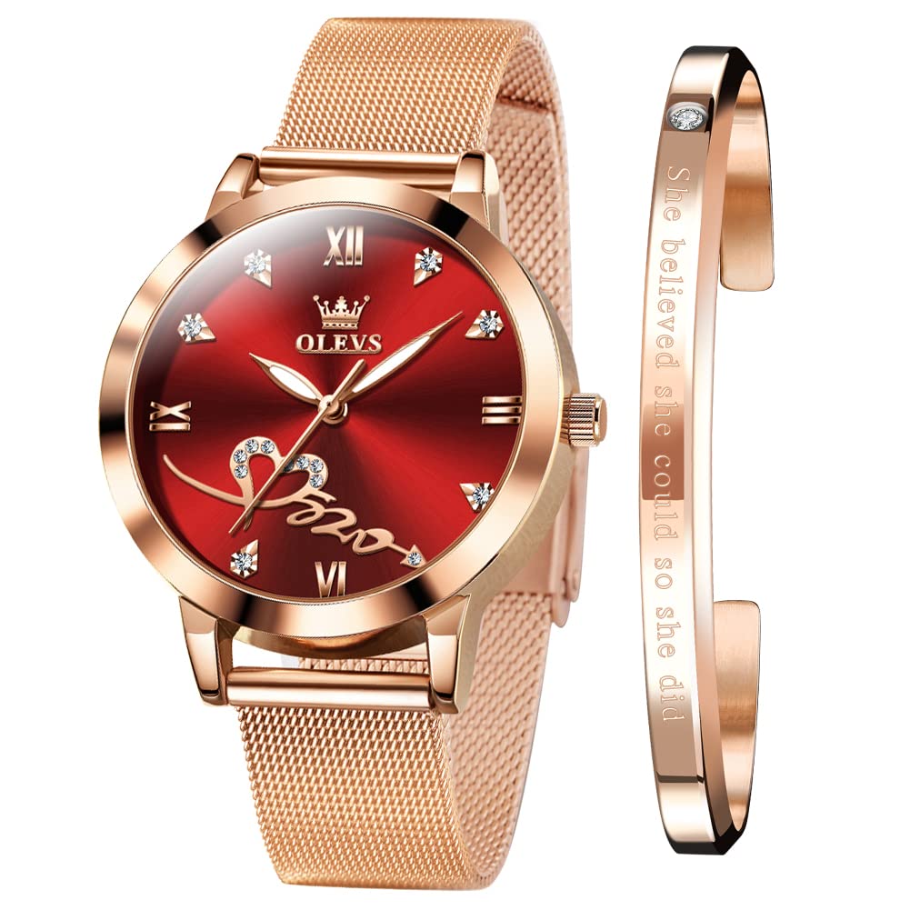 Reloj Olevs para Mujer Correa De Malla De Oro Rosa A La Moda Impermeable - Venta Internacional