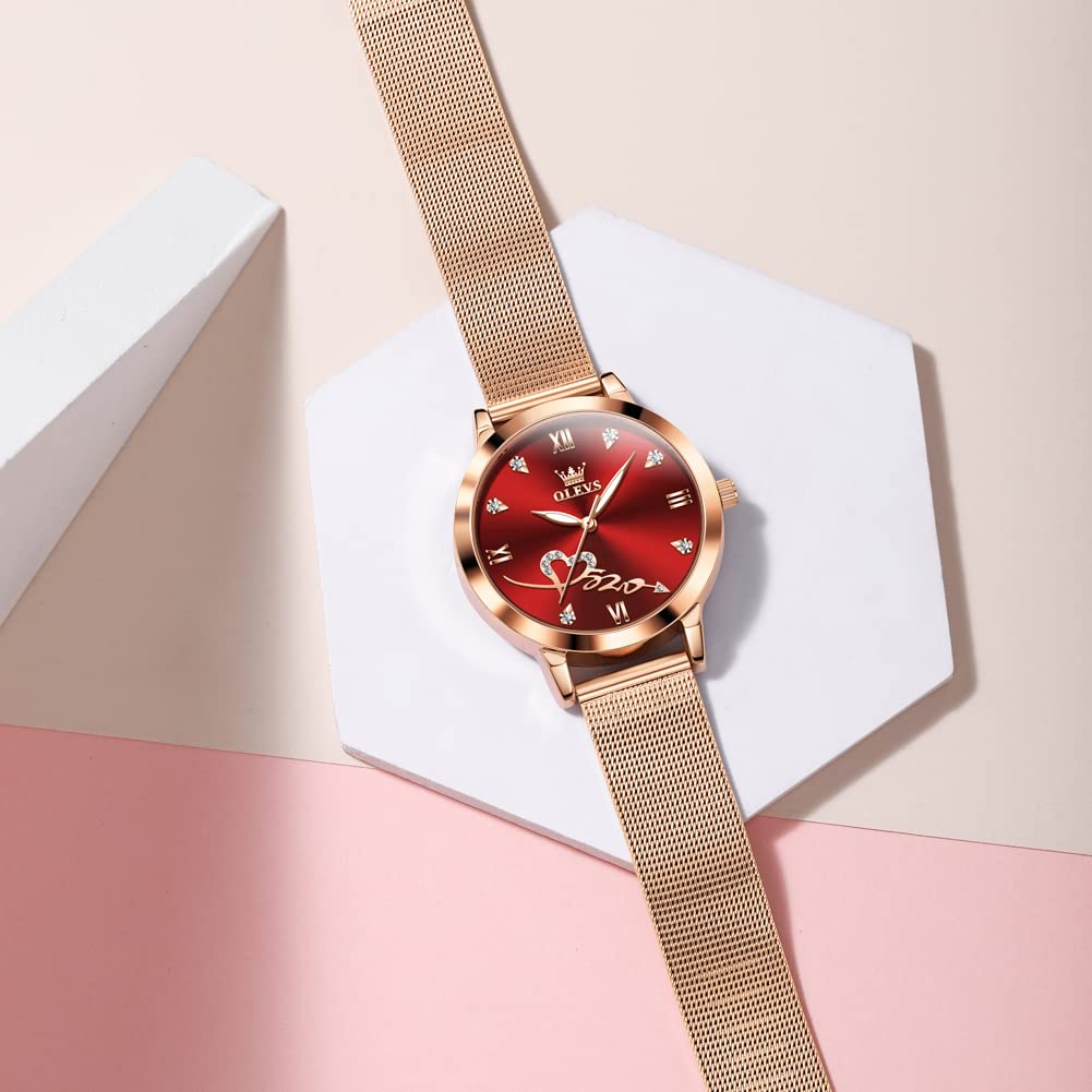 Foto 3 pulgar | Reloj Olevs para Mujer Correa De Malla De Oro Rosa A La Moda Impermeable - Venta Internacional