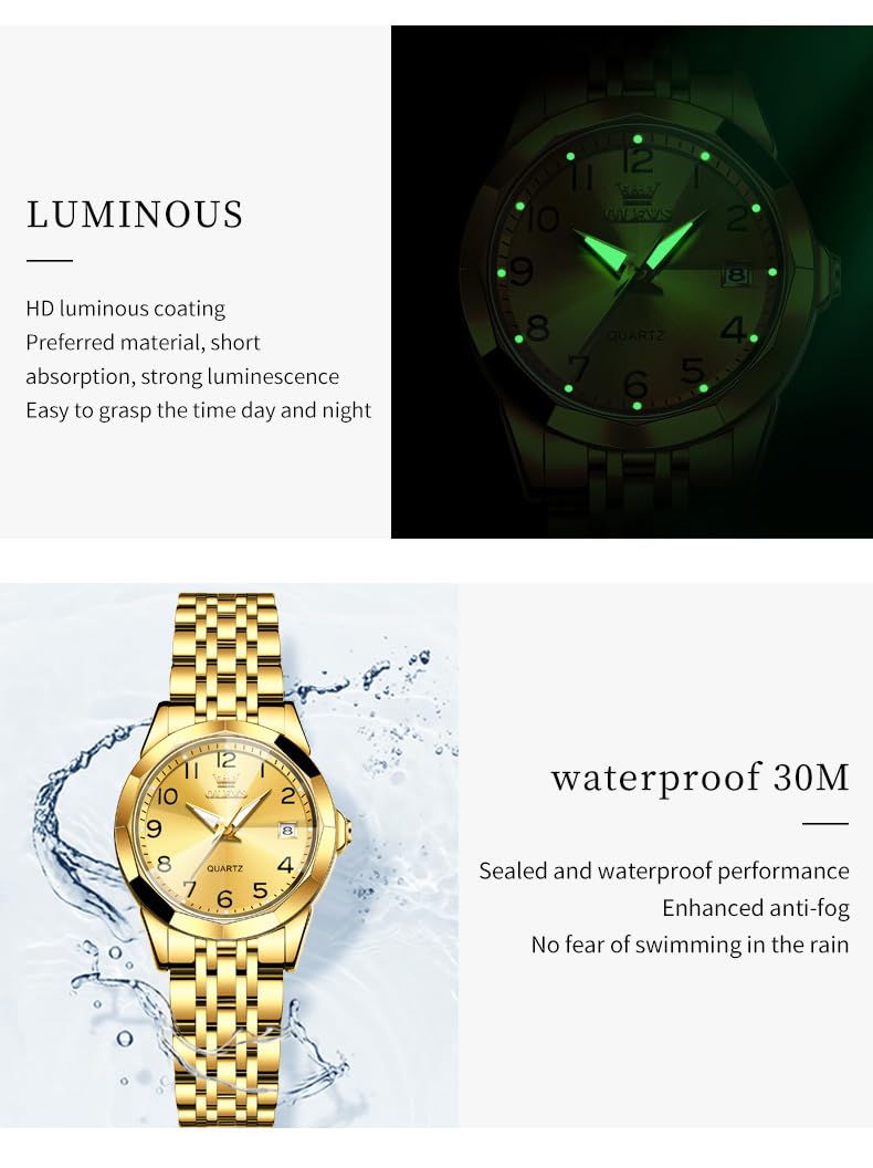Foto 6 pulgar | Reloj Olevs Dorado para Mujer-Venta Internacional