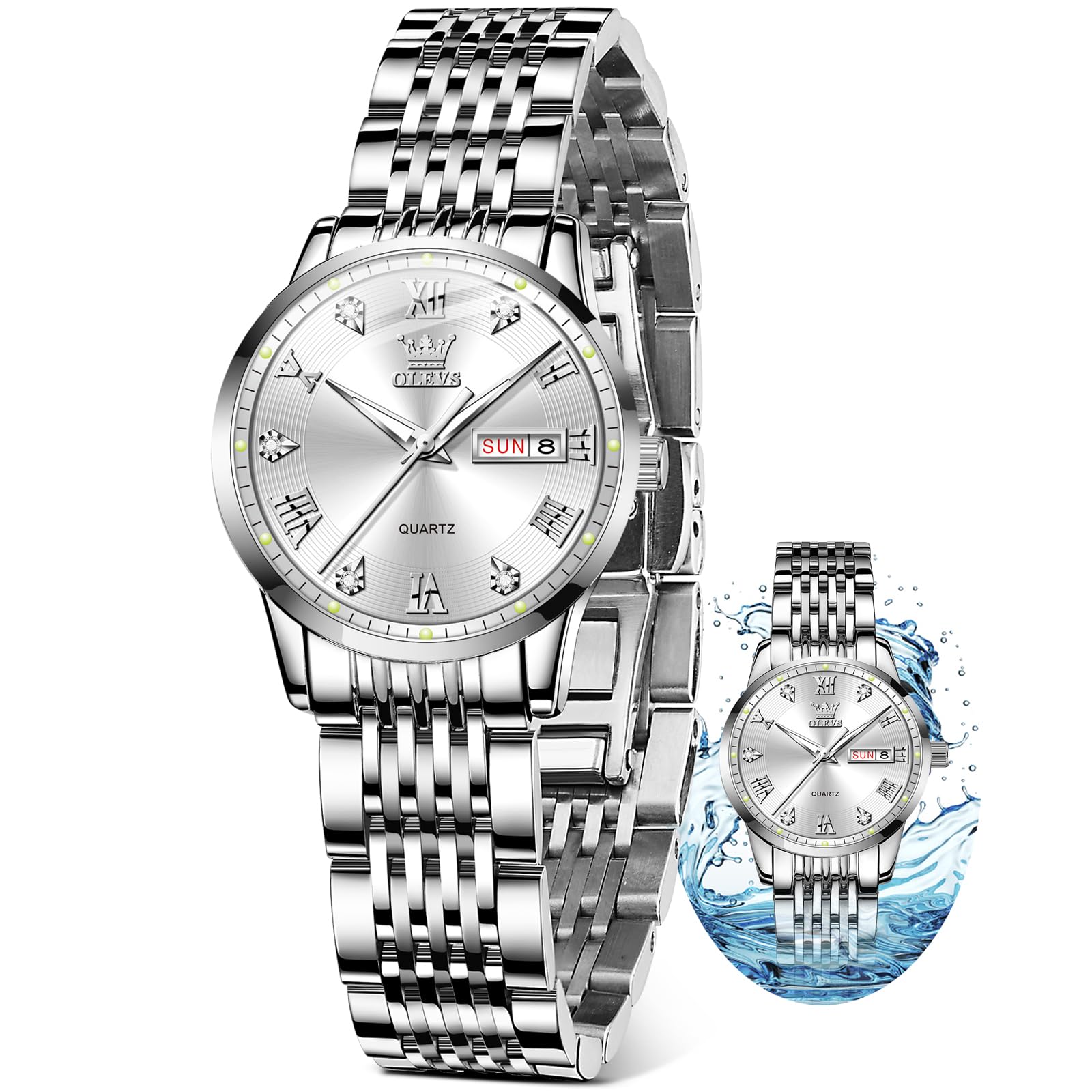 Foto 2 pulgar | Reloj Olevs Silver De Acero Inoxidable Impermeable Para Mujer - Venta Internacional