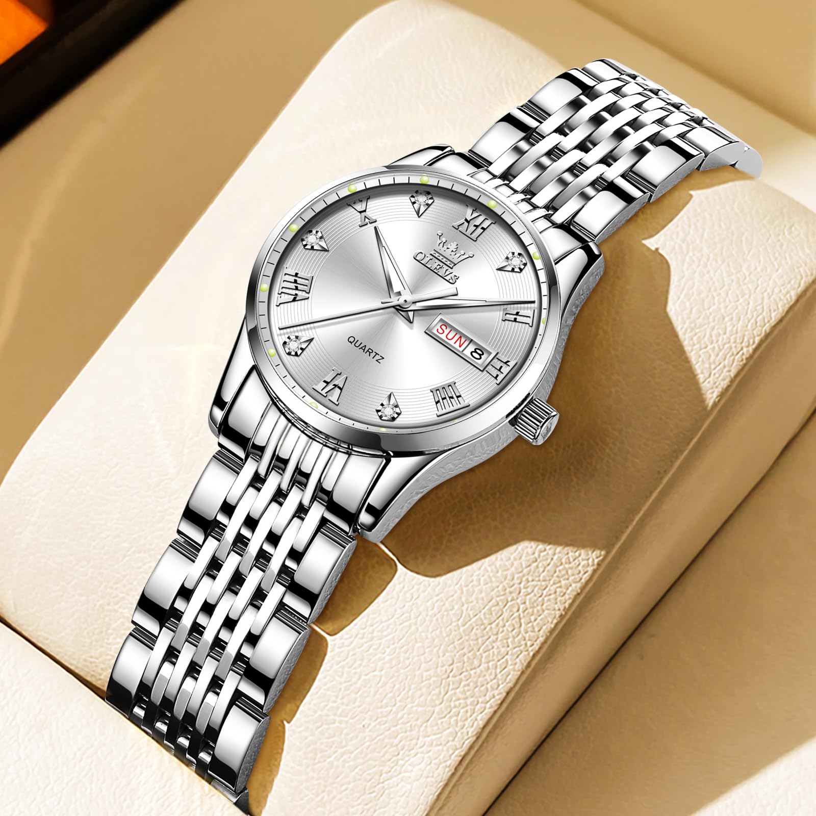 Foto 4 pulgar | Reloj Olevs Silver De Acero Inoxidable Impermeable Para Mujer - Venta Internacional