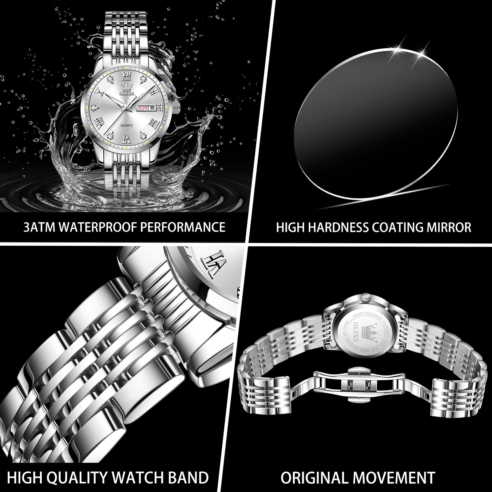 Foto 5 pulgar | Reloj Olevs Silver De Acero Inoxidable Impermeable Para Mujer - Venta Internacional