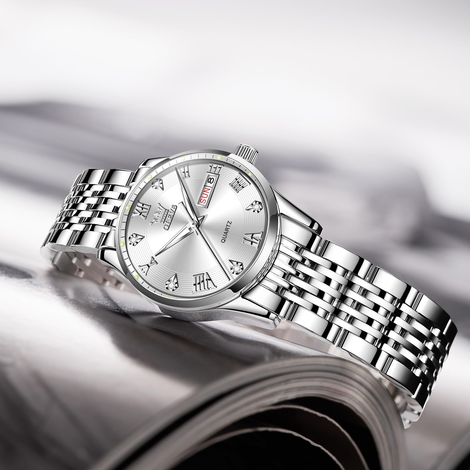 Foto 6 pulgar | Reloj Olevs Silver De Acero Inoxidable Impermeable Para Mujer - Venta Internacional