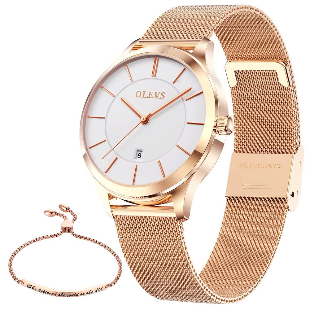 Foto 2 pulgar | Set de Relojes Olevs para Mujer En Oro Rosa Con Pulsera Impermeable - Venta Internacional