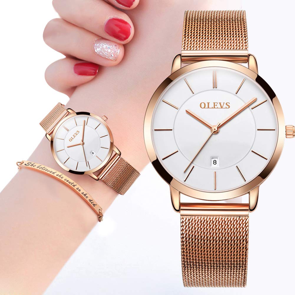 Foto 3 pulgar | Set de Relojes Olevs para Mujer En Oro Rosa Con Pulsera Impermeable - Venta Internacional