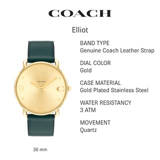 Foto 2 | Reloj Coach Elliot De Cuero Verde Elegante Para Mujer - Venta Internacional.