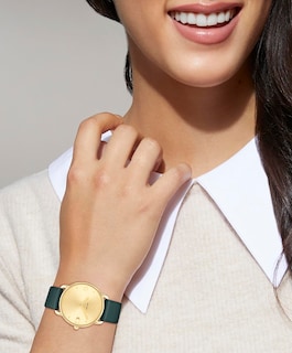 Foto 3 | Reloj Coach Elliot De Cuero Verde Elegante Para Mujer - Venta Internacional.