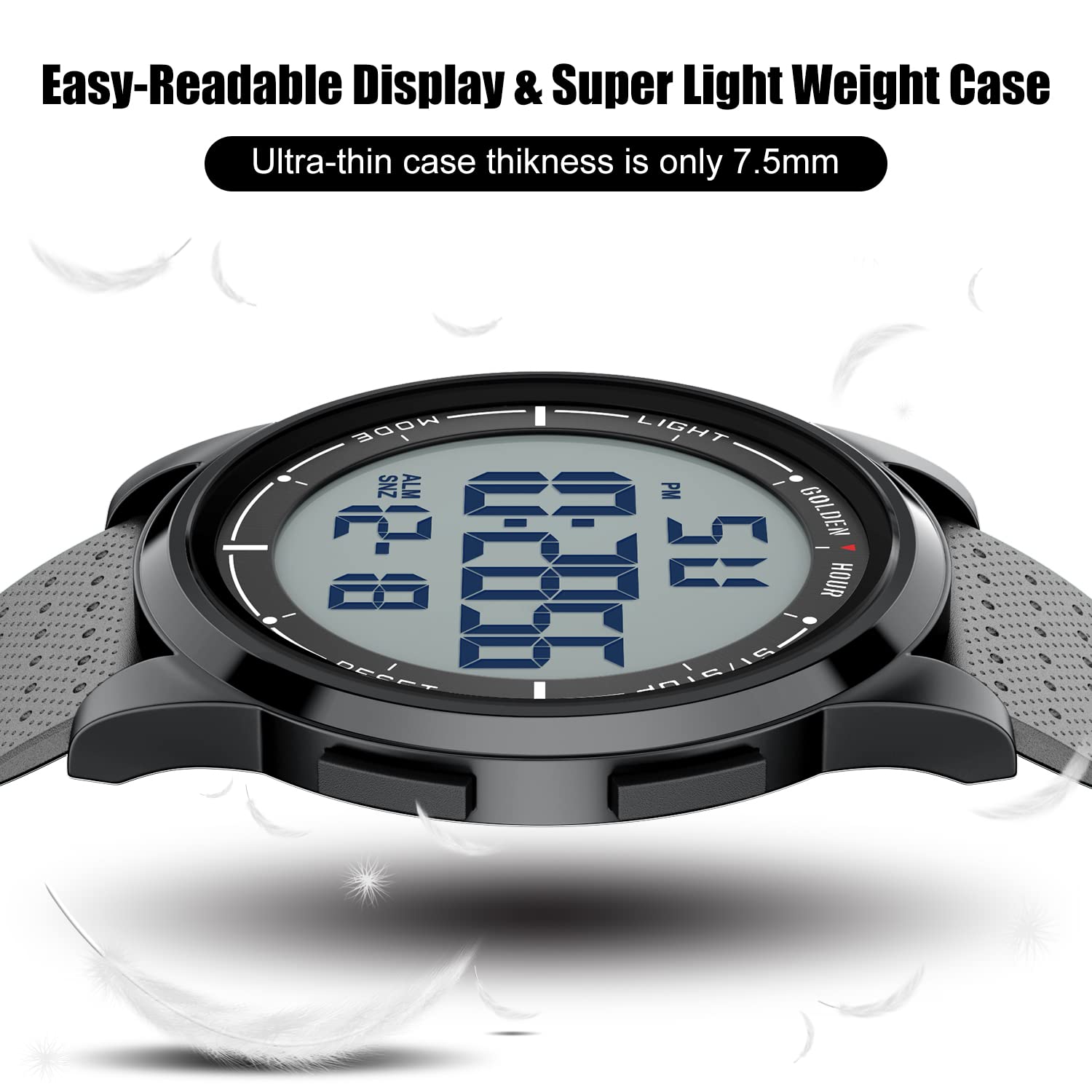 Foto 3 pulgar | Reloj Digital Golden Hour Ultradelgado E Impermeable Para Hombre, Gris - Venta Internacional.