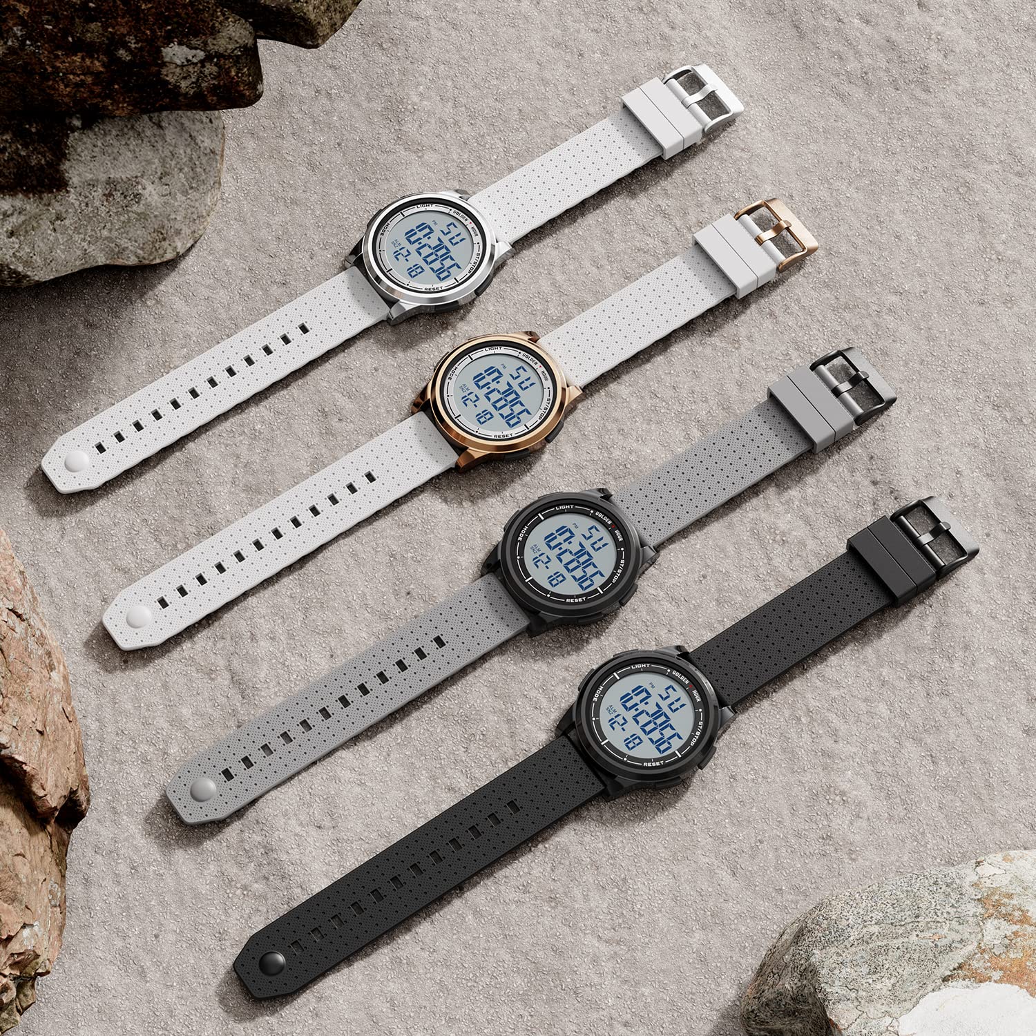 Foto 7 pulgar | Reloj Digital Golden Hour Ultradelgado E Impermeable Para Hombre, Gris - Venta Internacional.