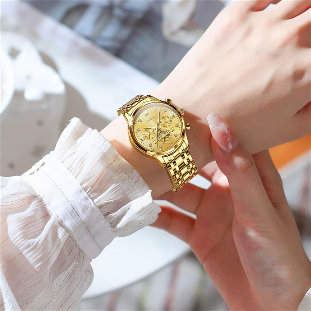 Foto 3 pulgar | Reloj Olevs Con Cronógrafo Impermeable Para Mujer Y Conjunto De Pulsera - Venta Internacional.