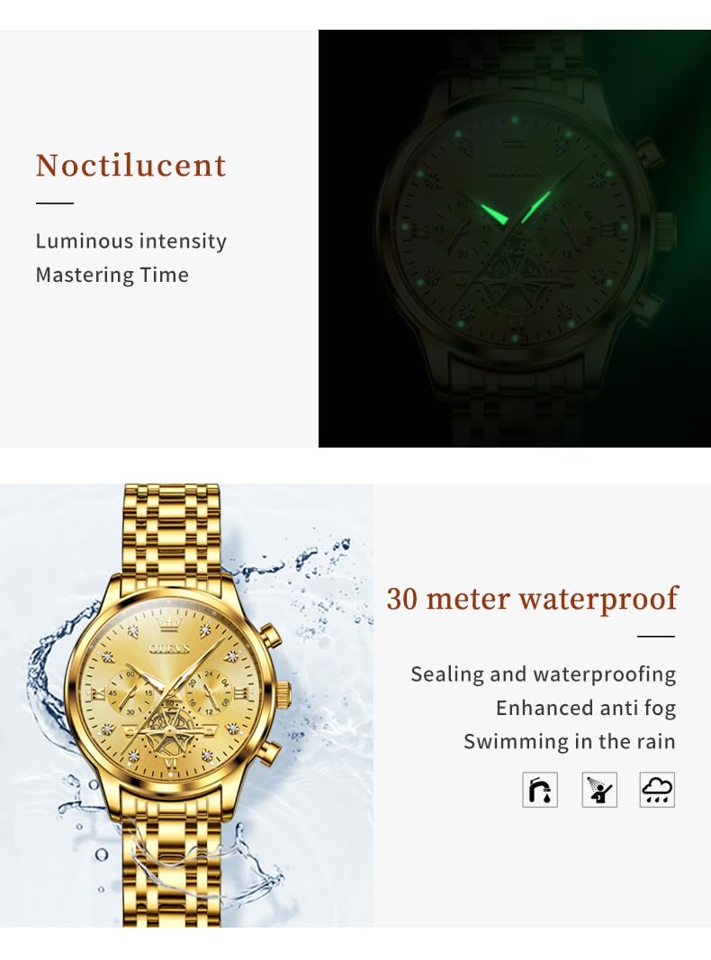 Foto 6 pulgar | Reloj Olevs Con Cronógrafo Impermeable Para Mujer Y Conjunto De Pulsera - Venta Internacional.