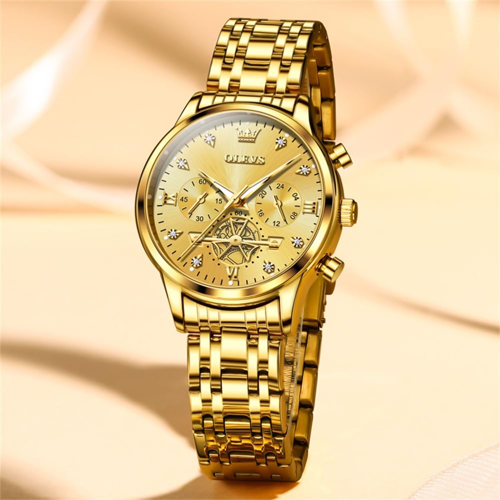Foto 8 pulgar | Reloj Olevs Con Cronógrafo Impermeable Para Mujer Y Conjunto De Pulsera - Venta Internacional.