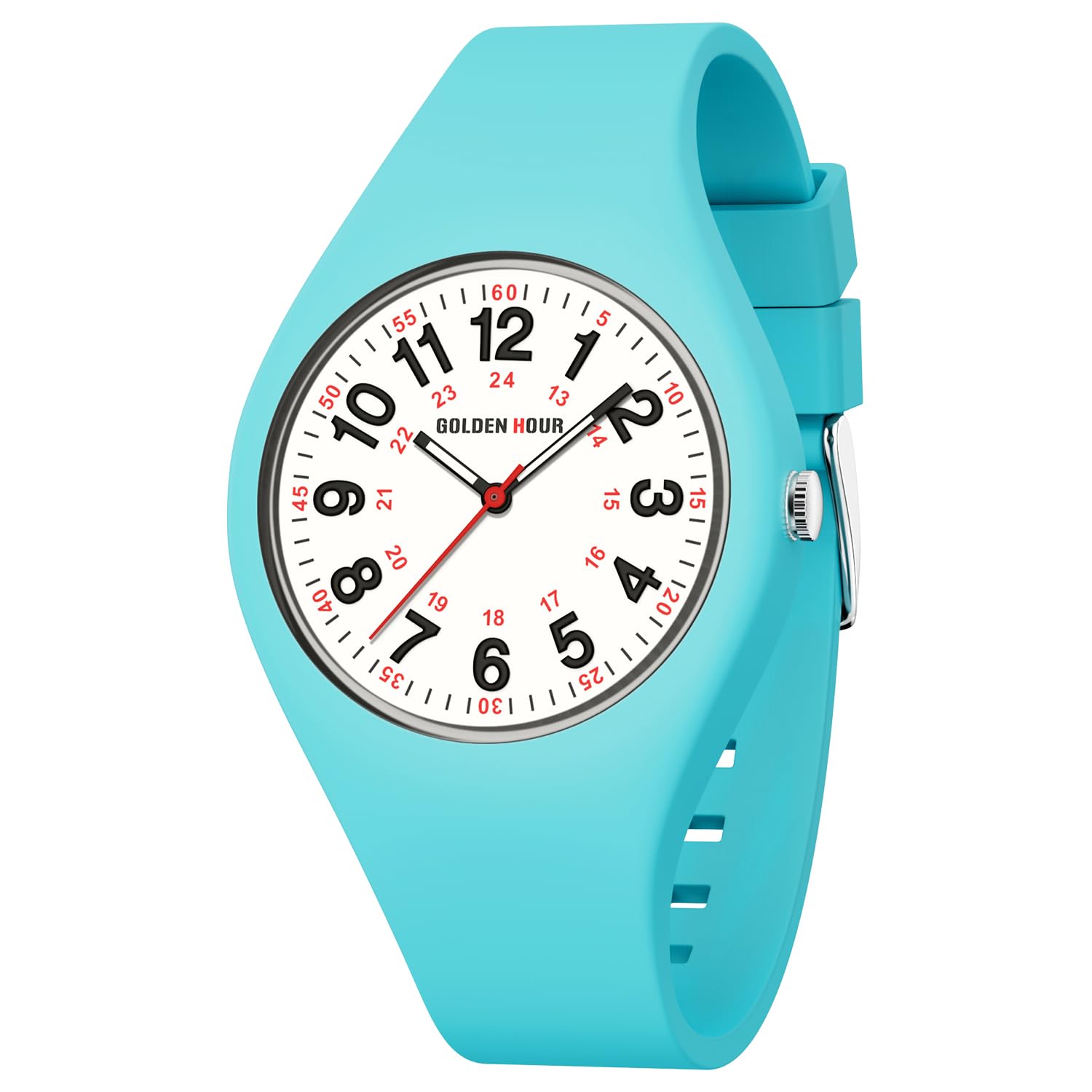 Reloj Golden Hour, Impermeable, Deportivo, Analógico, Unisex, Azul Claro - Venta Internacional.